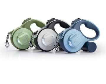 Retractable LED Dog Leash with Waste Bag Holder