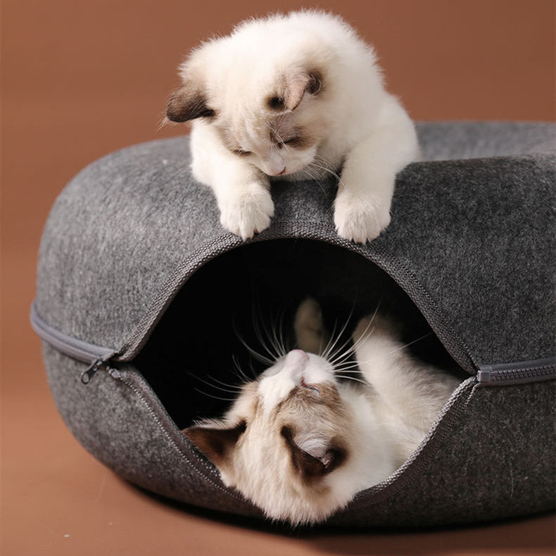 Cozy Cat Donut Bed-Playful Fun & Napping Bliss