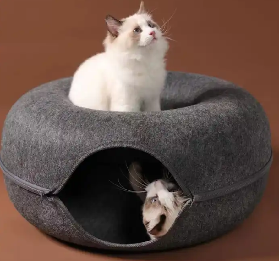 Cozy Cat Donut Bed-Playful Fun & Napping Bliss