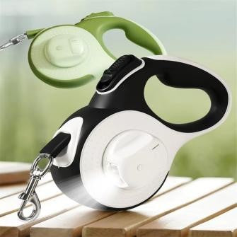 Retractable LED Dog Leash with Waste Bag Holder