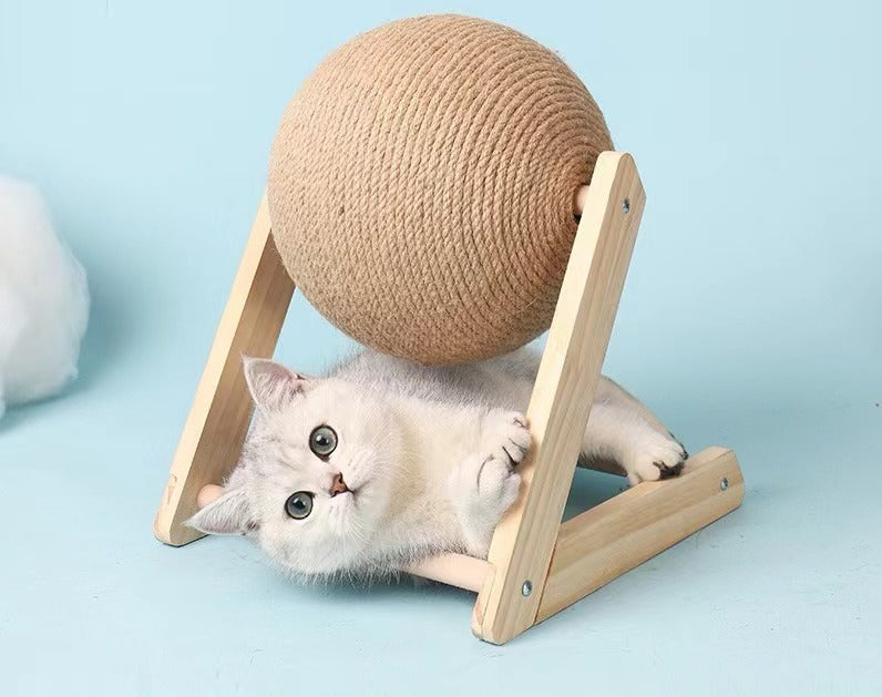 Wooden Rolling Ball- Cat entertainment toy